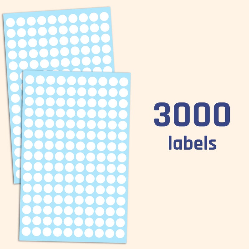 TownStix 3000 Pack, 0.375" Round Colored Dot Stickers Circle Labels - White - Image 4